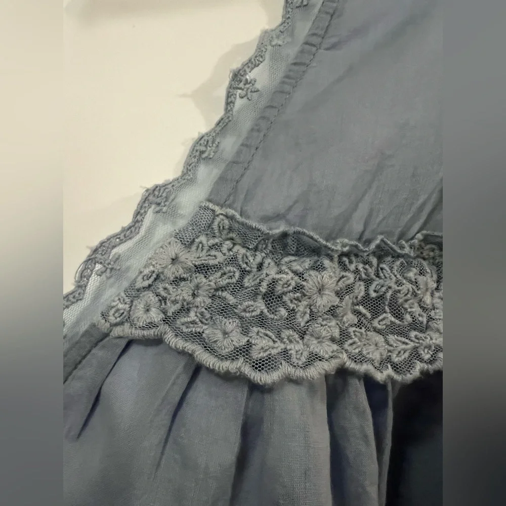 Free People Light Blue Ruffled Blouse - Picture 7 of 11